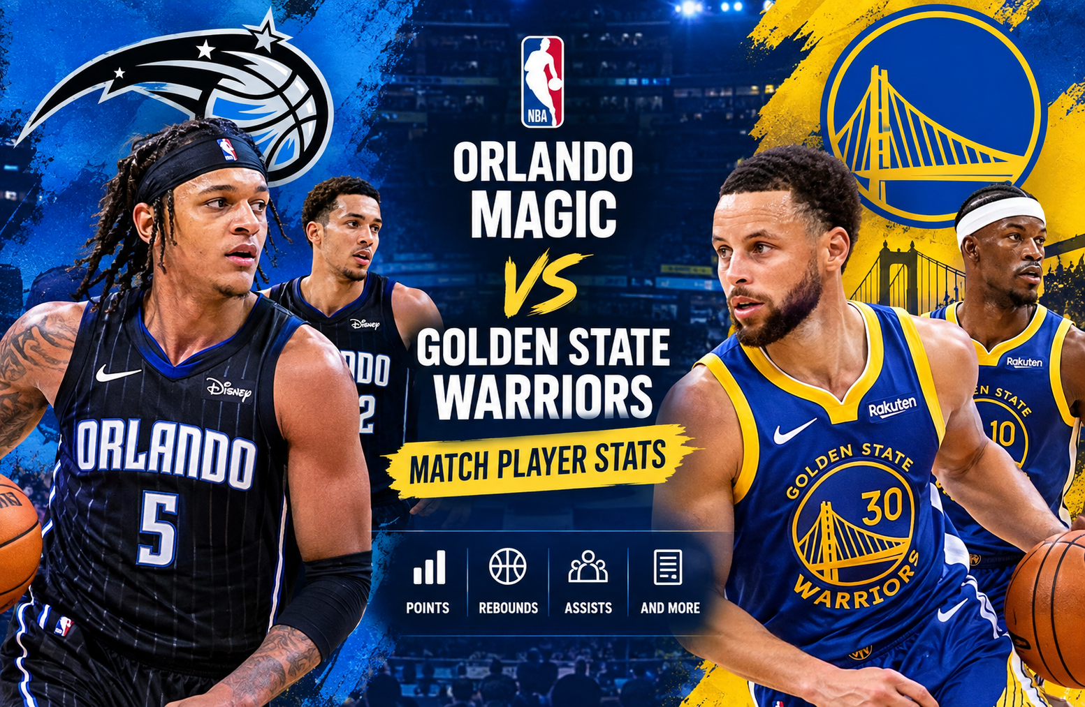orlando magic vs golden state warriors match player stats