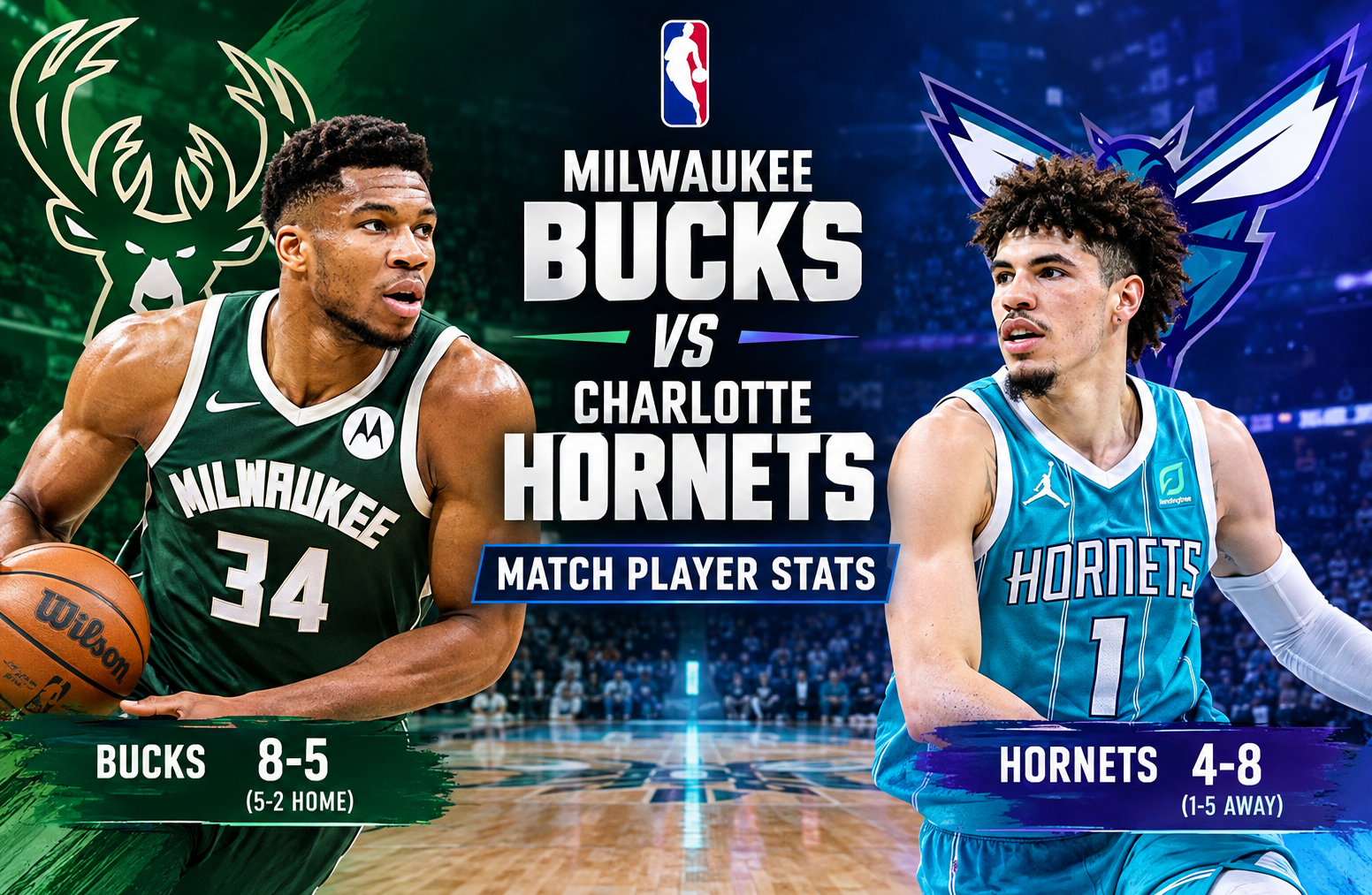 Milwaukee Bucks vs Charlotte Hornets Match Player Stats