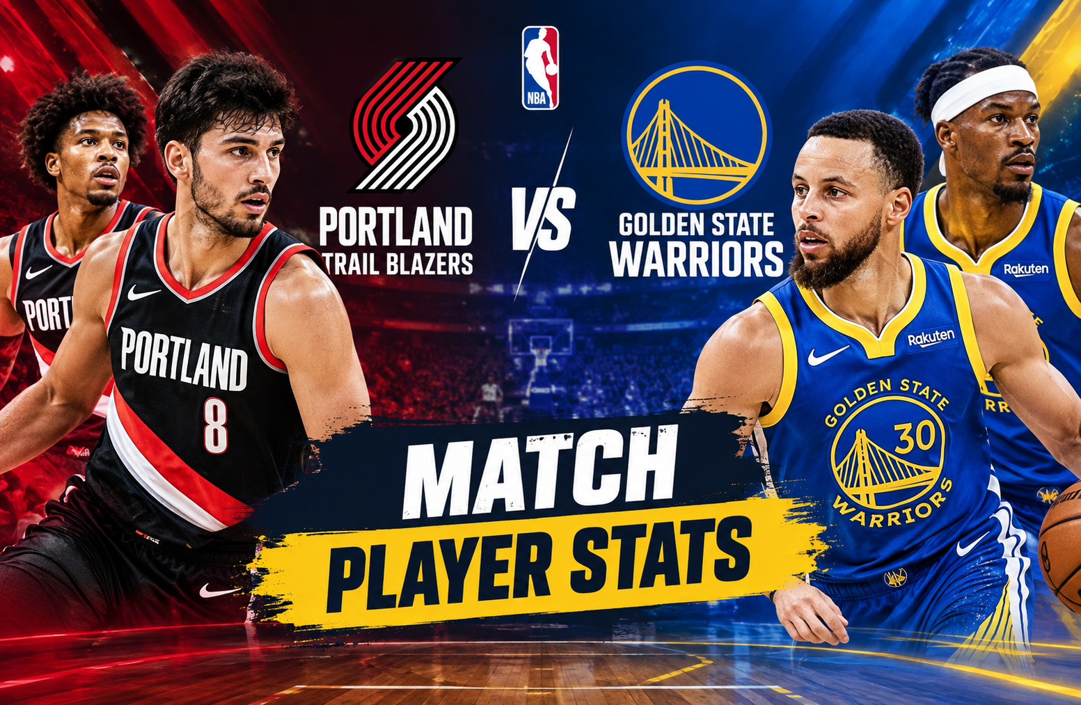 portland trail blazers vs golden state warriors match player stats