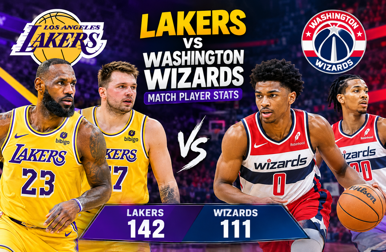 lakers vs washington wizards match player stats