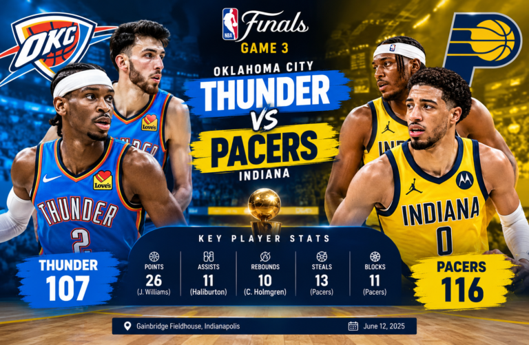 Oklahoma City Thunder vs Pacers Match Player Stats