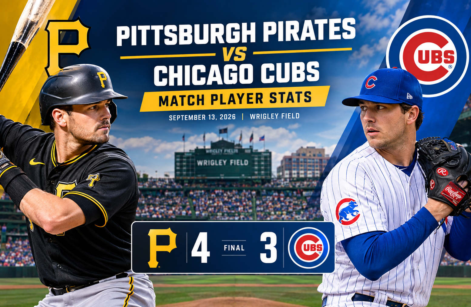 pittsburgh pirates vs chicago cubs match player stats