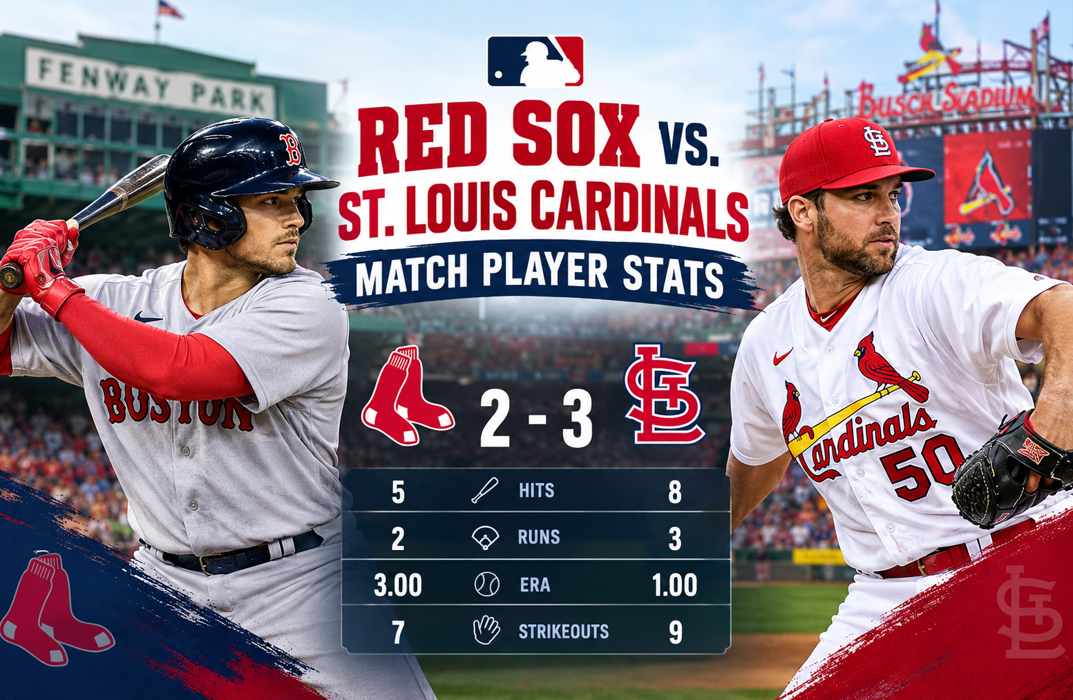 red sox vs st. louis cardinals match player stats