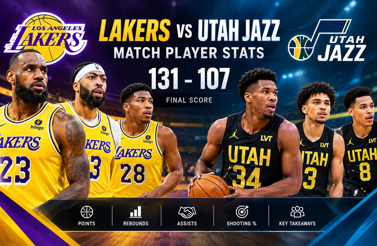 Lakers vs Utah Jazz Match Player Stats