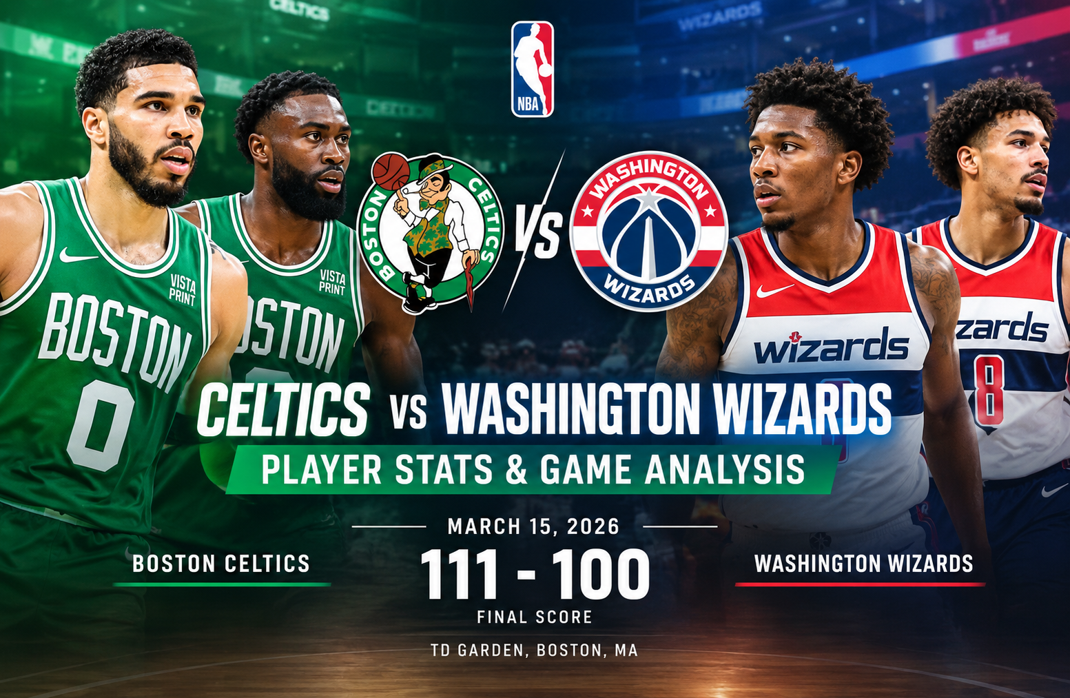 celtics vs washington wizards match player stats