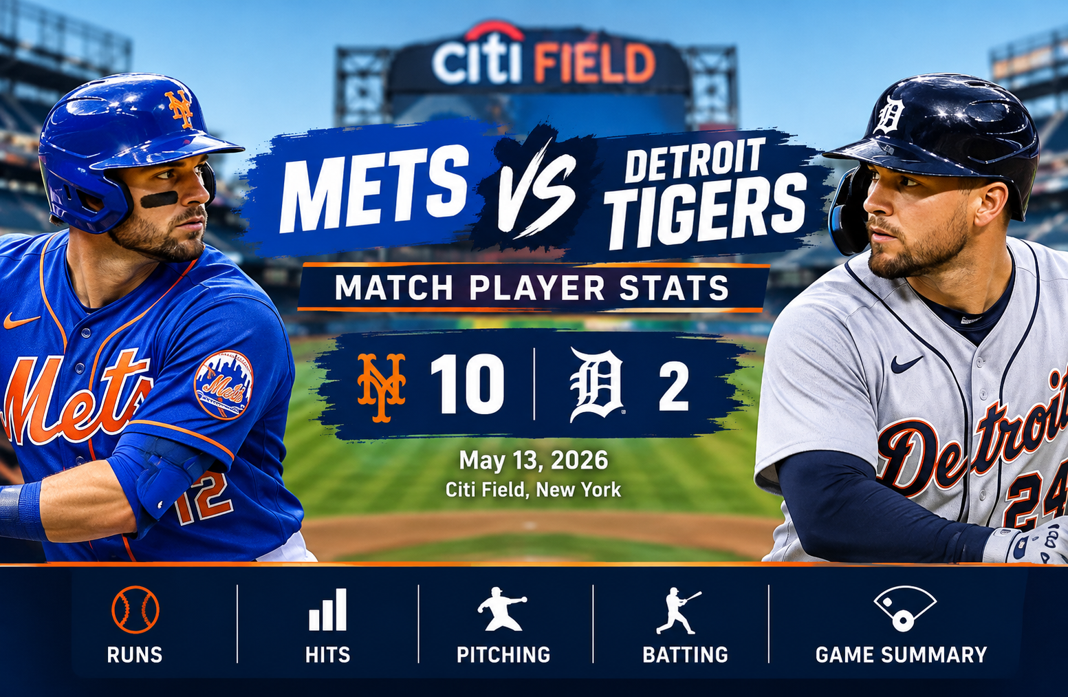 Mets vs Detroit Tigers Match Player Stats