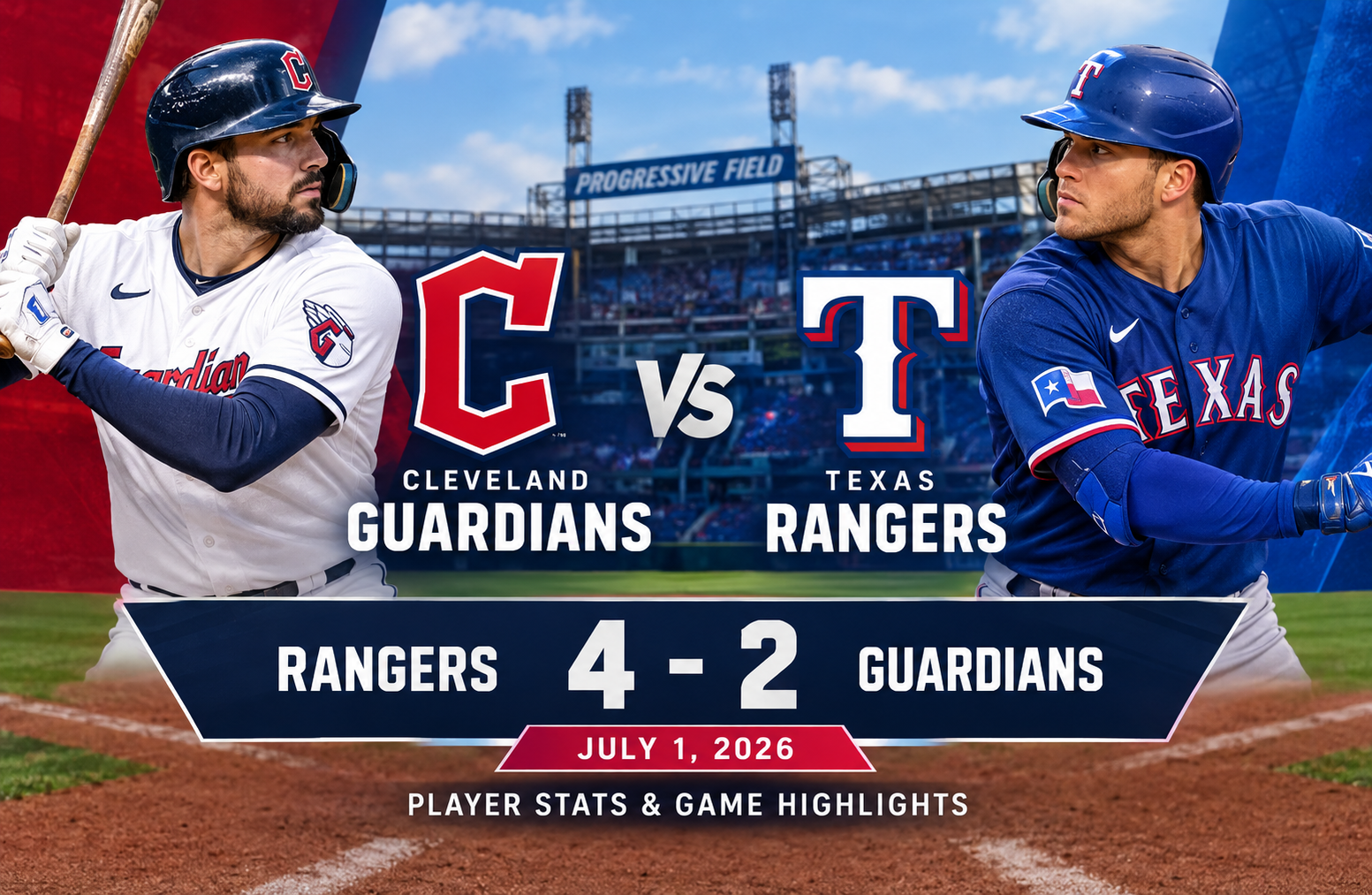 Cleveland Guardians vs Texas Rangers Match Player Stats